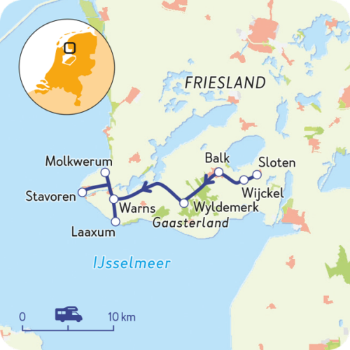 Routekaartje Zuidwest-Friesland