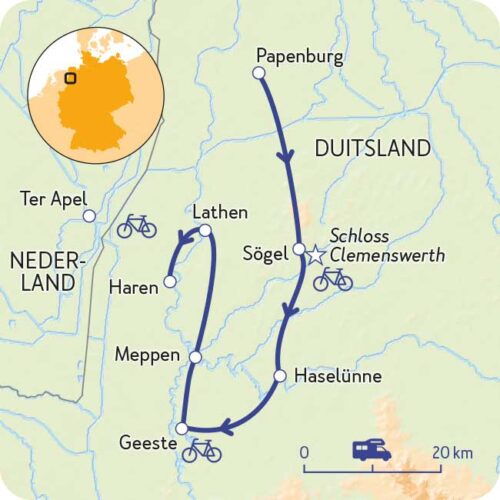 Routekaartje rondje zwerven Emsland