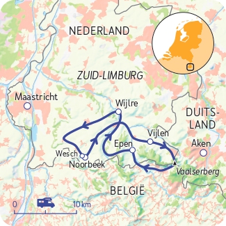 Routekaart van het Rondje Zwerven door Zuid-Limburg
