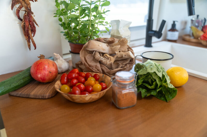 ingrediënten voor flatbread met oesterzwamshoarma